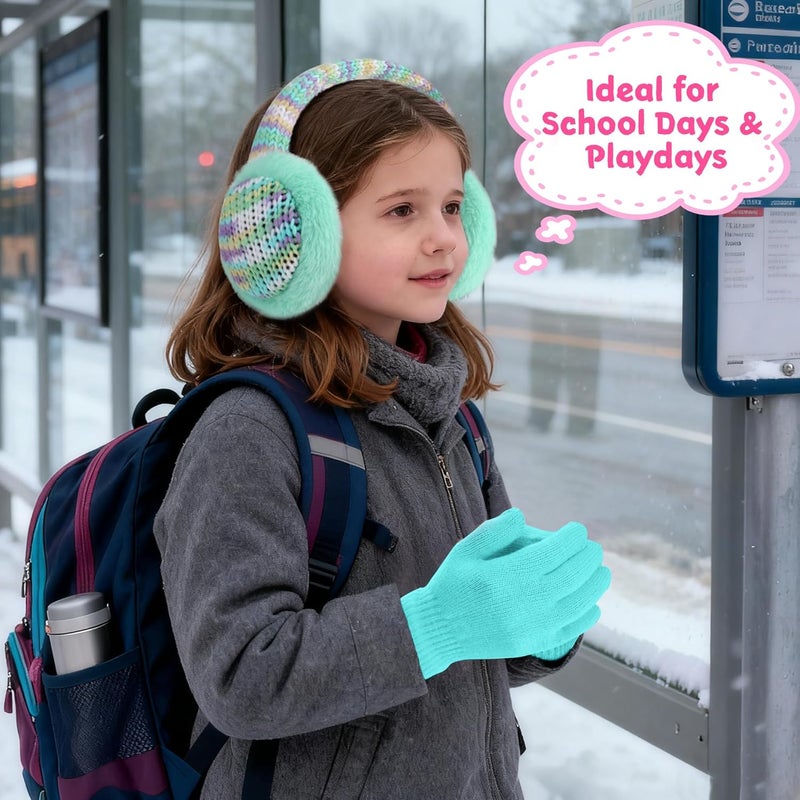 SEDUXI Kids Winter Ear Muffs with Gloves Set - Plush Knit Earmuffs & Mittens, Adjustable Soft Ear Warmers for Boys Girls 3-16 Years - Image 5